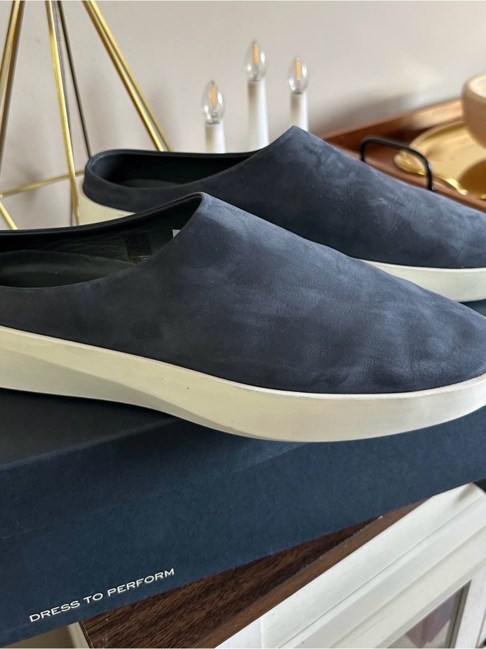 Wolf & Shepherd Italian Suede Cruise Mule Slip-On Men's Sneakers in Navy Blue